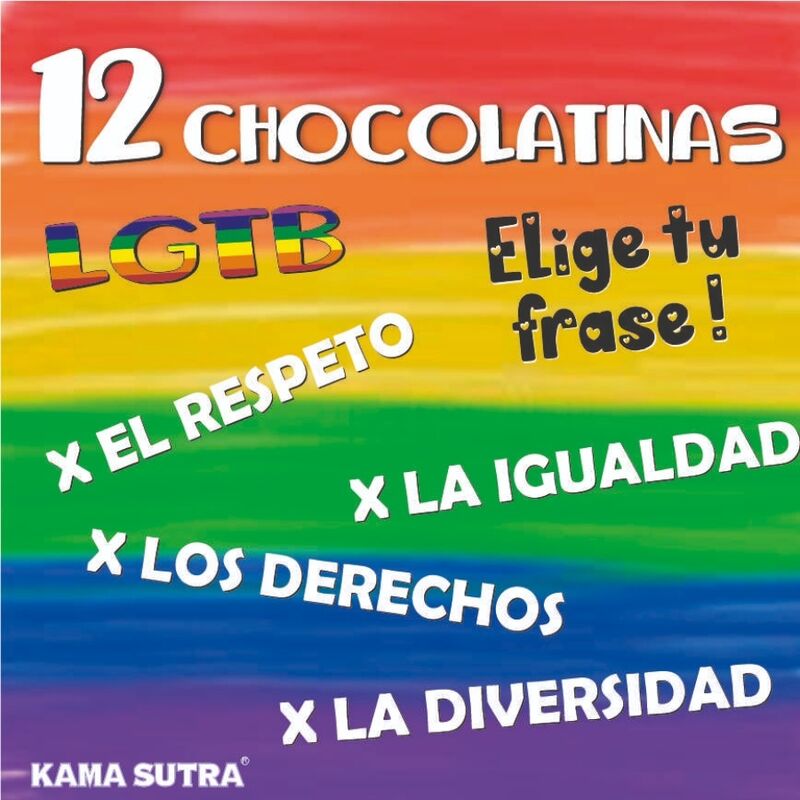PRIDE - SCATOLA DA 12 TAVOLETTE DI CIOCCOLATO CON BANDIERA LGBT