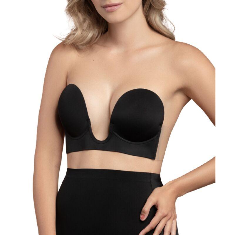 bye bra reggiseno senza maniglie en u nero coppa a