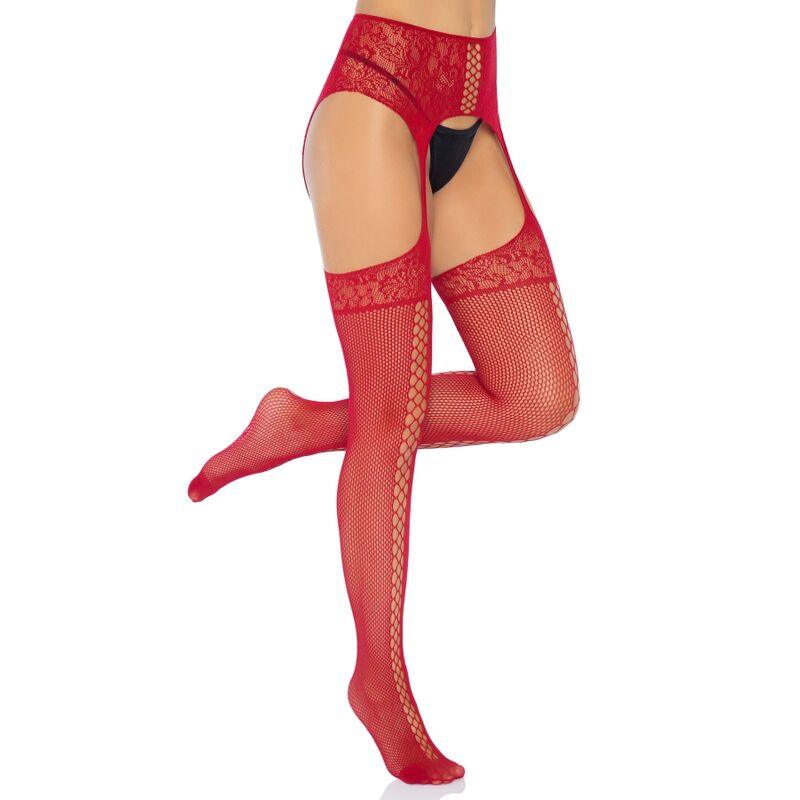 leg avenue calze in pizzo bordeaux con giarrettiera taglia unica