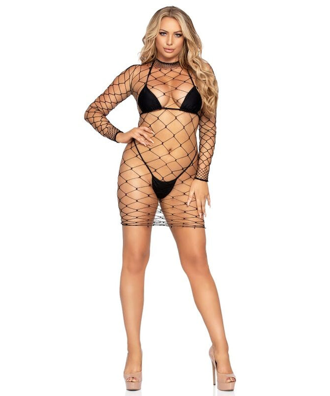 LEG AVENUE - MINI ABITO FENCE NET TAGLIA UNICA