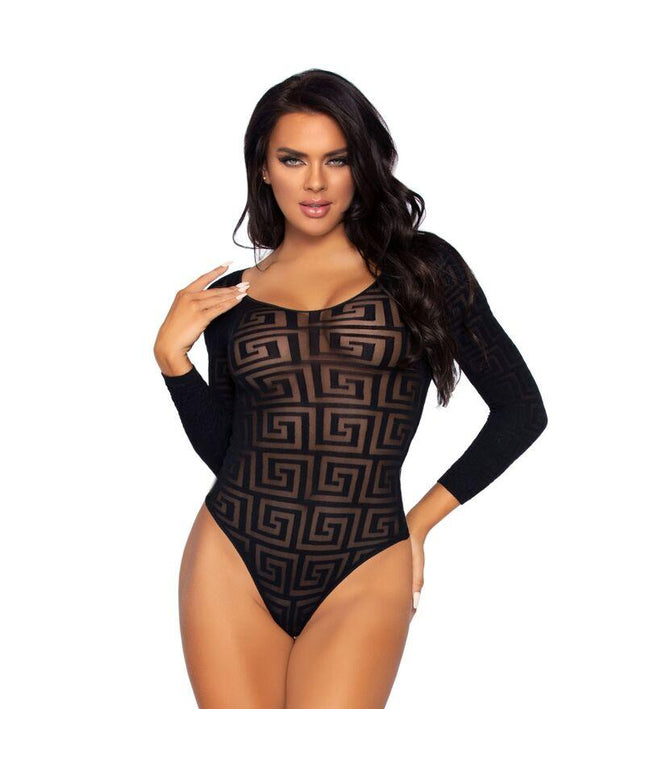 leg avenue body in cotone con mosaico e snap taglia unica