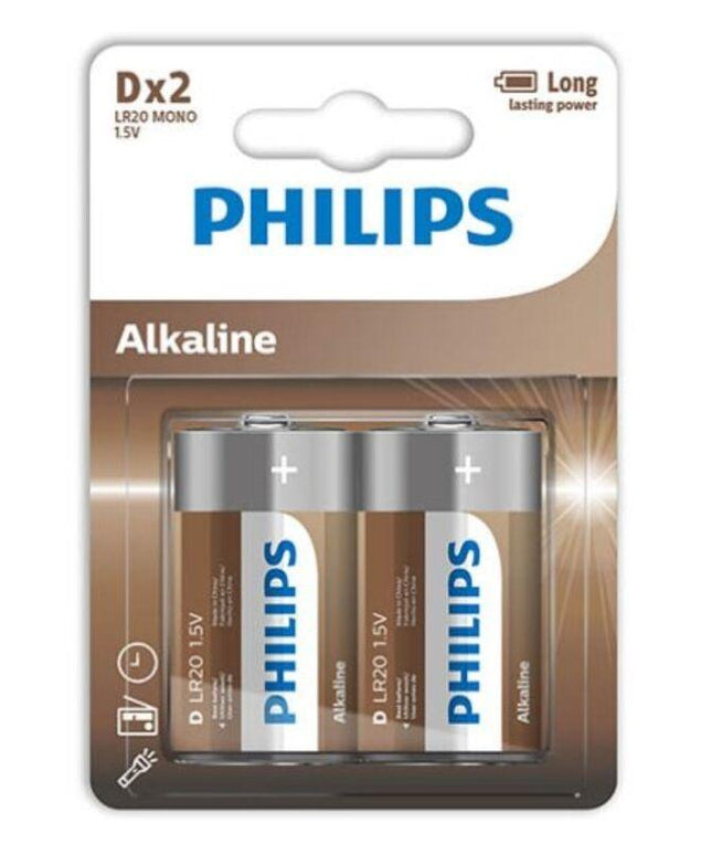 philips batteria alcalina d lr20 blister 2