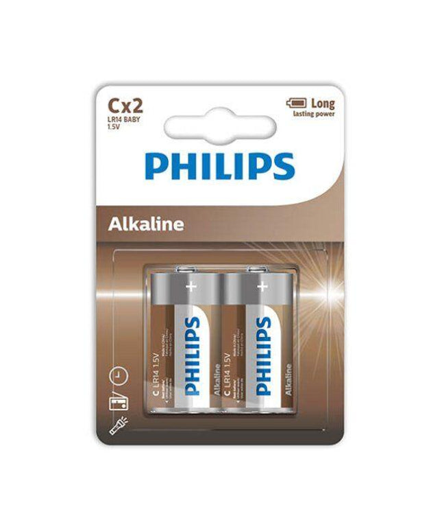 philips batterie alcaline c lr14 blister 2