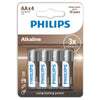 philips batterie alcaline aa lr6 confezione da 4