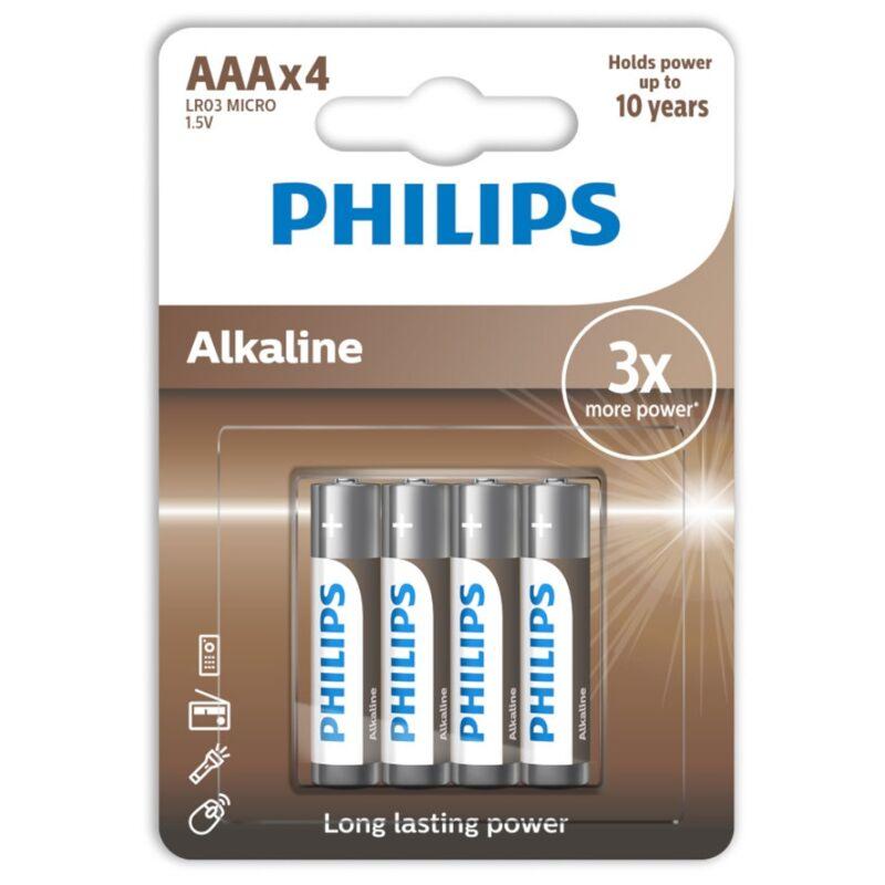 philips batteria alcalina aaa lr03 confezione da 4