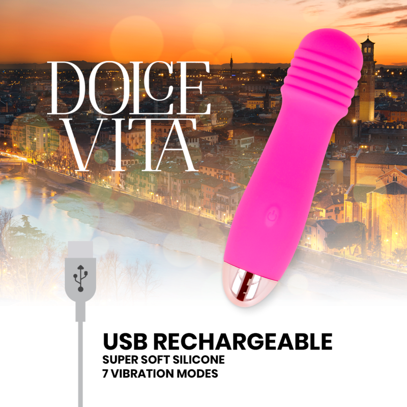 DOLCE VITA - VIBRATORE RICARICABILE TRE ROSA 7 VELOCITÀ