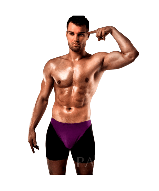 PASSION - BOXER 009 LILLA/NERO LINGERIE EROTICA S/M - Only Vibes