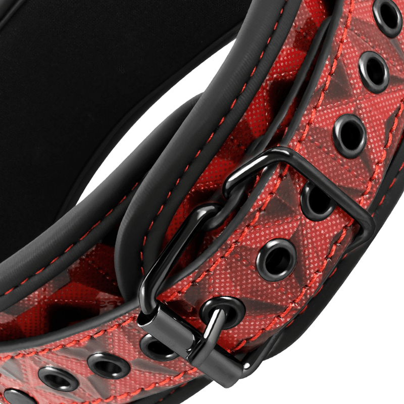 begme collare in pelle vegana premium red edition con fodera in neoprene