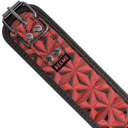 begme collare in pelle vegana premium red edition con fodera in neoprene