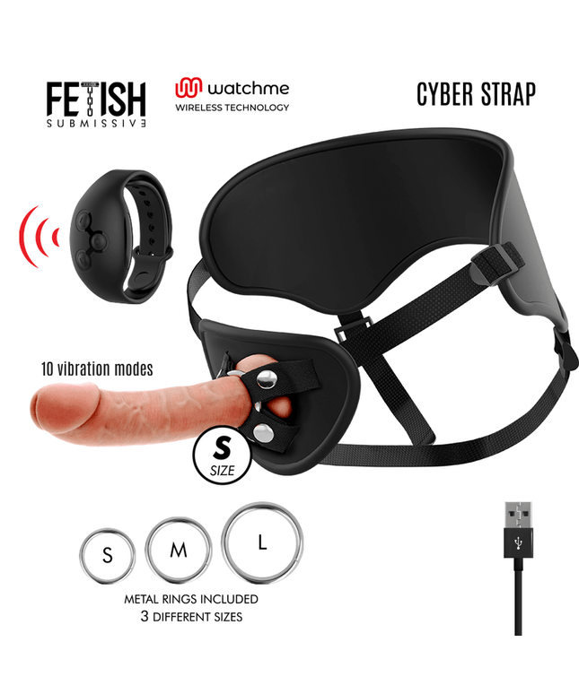 fetish submissive cyber strap imbragatura con telecomando tecnologia dildo watchme s