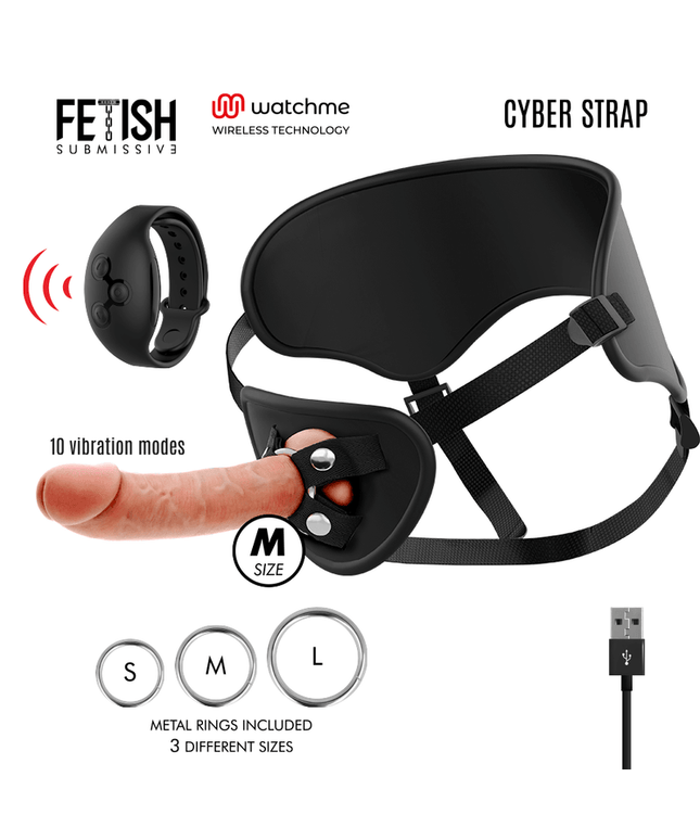 fetish submissive cyber strap imbragatura con telecomando tecnologia dildo watchme m