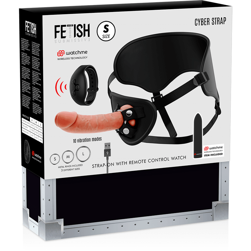 fetish submissive cyber strap imbragatura con dildo e telecomando bullet tecnologia watchme s