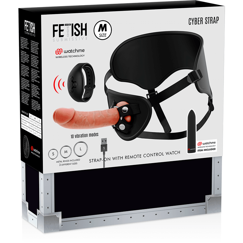 fetish submissive cyber strap imbragatura con dildo e telecomando bullet tecnologia watchme m