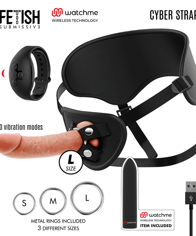 fetish submissive cyber strap imbragatura con dildo e telecomando bullet tecnologia watchme l