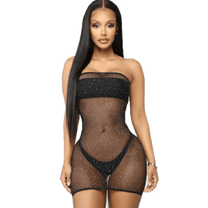 queen lingerie abito body a rete con diamanti s l