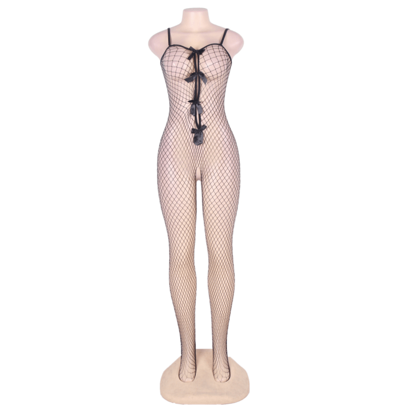 queen lingerie bodystocking con lacci nella scollatura s l