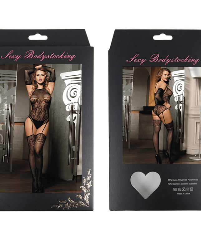 queen lingerie bodystocking a rete maniche lunghe spacco s l