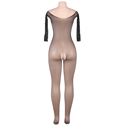 queen lingerie bodystocking manica lunga con diamanti s l