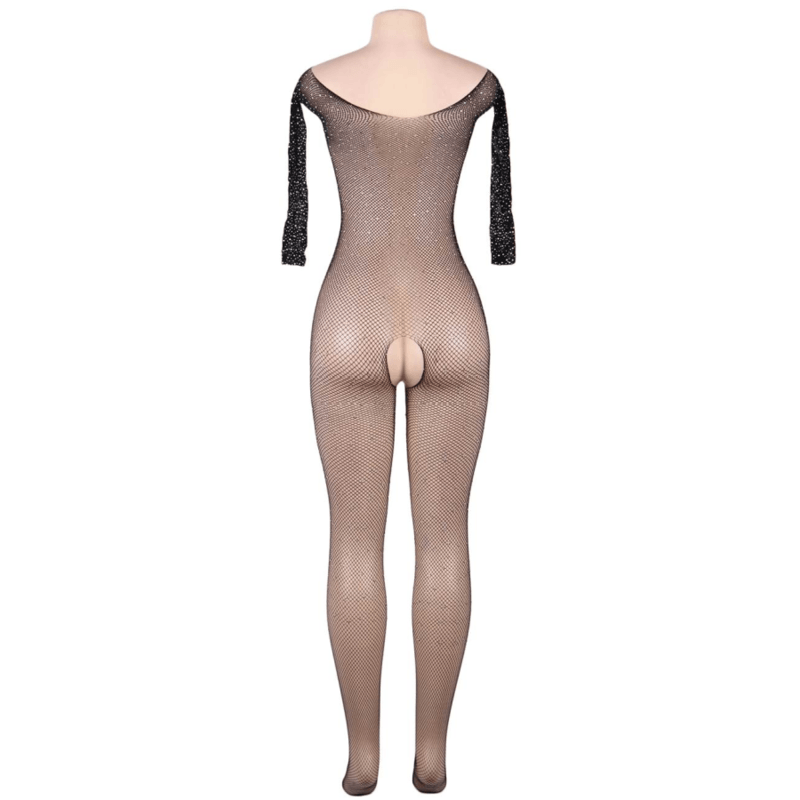 queen lingerie bodystocking manica lunga con diamanti s l