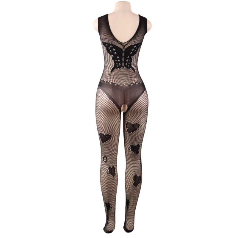 QUEEN LINGERIE - BODYSTOCKING RICAMATO FARFALLA S/L