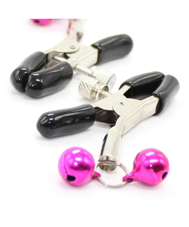 ohmama fetish morsetti per capezzoli con campanella rosa