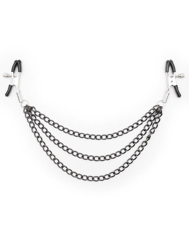 ohmama fetish morsetti per capezzoli con catene nere