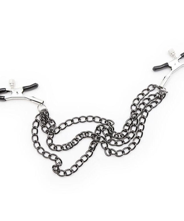 ohmama fetish morsetti per capezzoli con catene nere