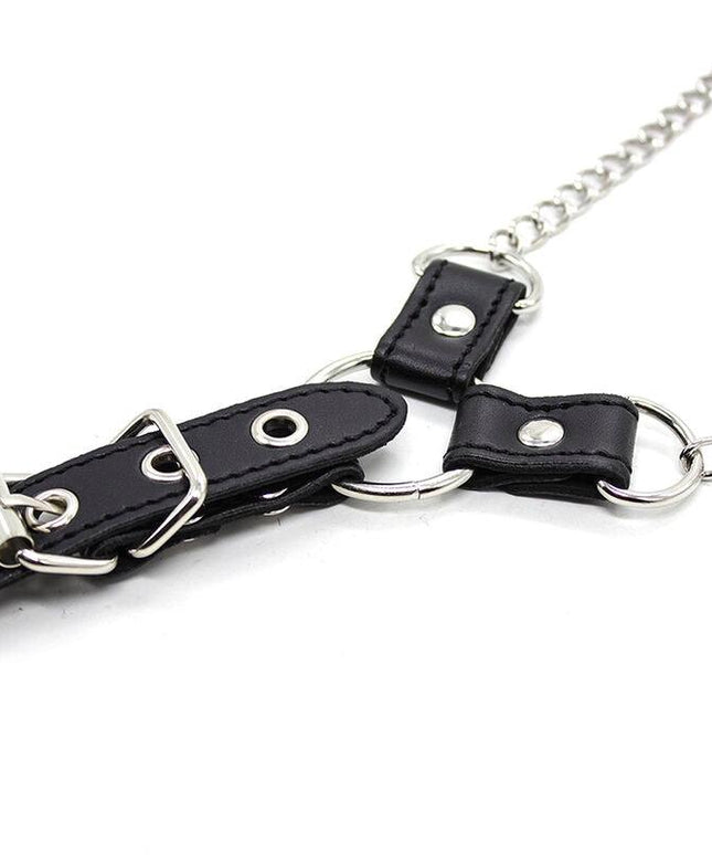 ohmama fetish morsetti per capezzoli con catene e anello per pene