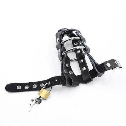 ohmama fetish fodero in pelle con anelli in metallo e lucchetto