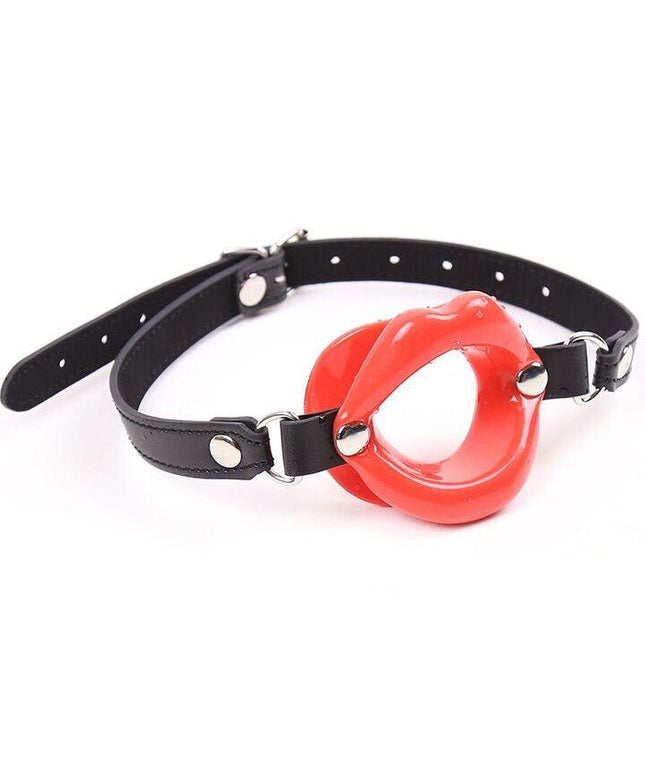 ohmama fetish bavaglio labbra rosso con cinturino