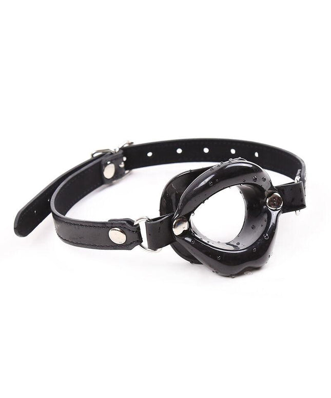 ohmama fetish bavaglio labbra nero con cinturino