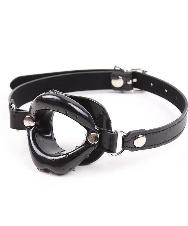 ohmama fetish bavaglio labbra nero con cinturino
