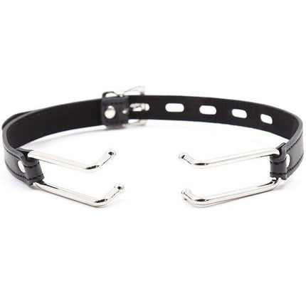 ohmama fetish bavaglio in pelle con ganci in metallo