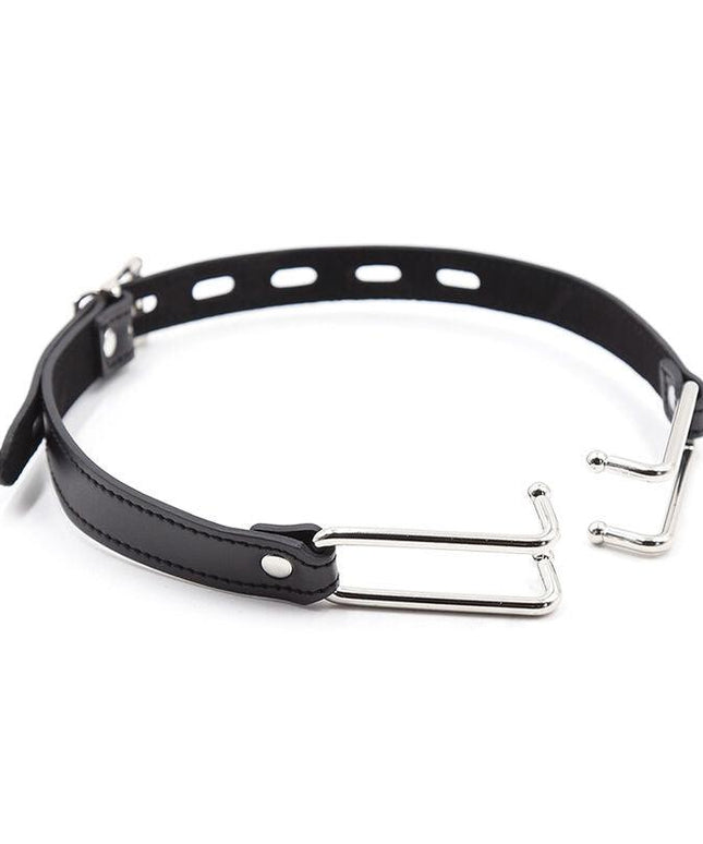 ohmama fetish bavaglio in pelle con ganci in metallo