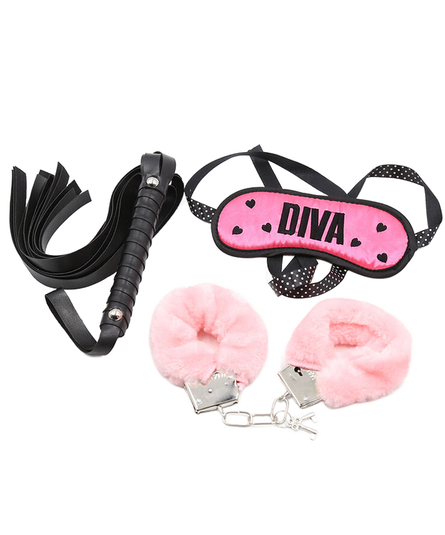 OHMAMA FETISH - SET BONDAGE DI MANETTE, FRUSTA E MASCHERA