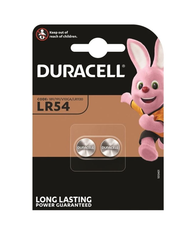 DURACELL - BATTERIA A BOTTONE ALCALINA LR54 LR1130 AG10 1,5V 2 UNIT