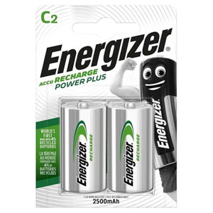 energizer power plus batteria ricaricabile hr14 c 2500mah 2 unit