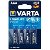 varta longlife power batteria alcalina aaa lr03 4 unita