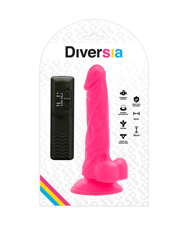 DIVERSIA - DILDO VIBRANTE FLESSIBILE ROSA 18 CM -O- 4 CM