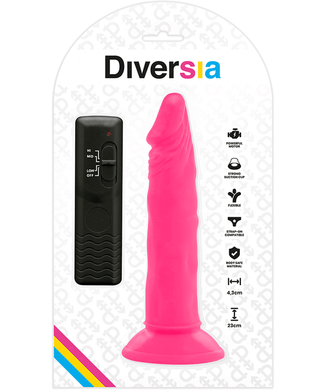 diversia dildo flessibile con vibrazione rosa 23 cm o 4 3 cm