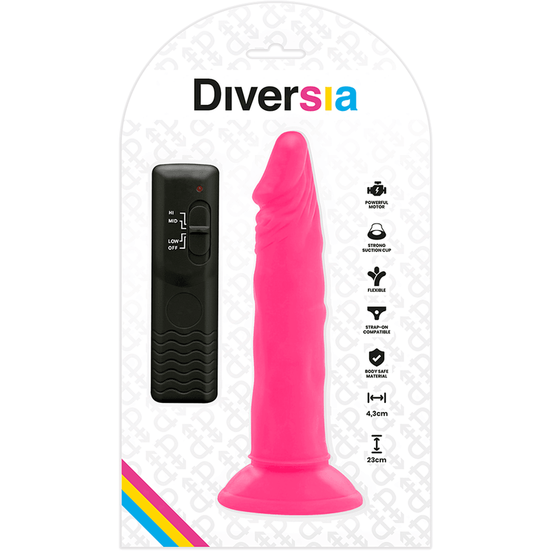 diversia dildo flessibile con vibrazione rosa 23 cm o 4 3 cm