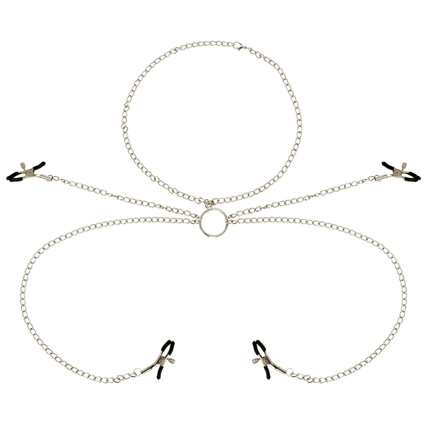 ohmama fetish 4 morsetti per capezzoli con collana a catena