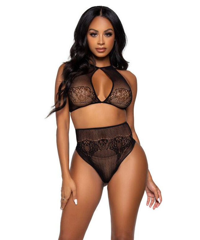 leg avenue set due pezzi leg avenue crop top e perizoma panty taglia unica