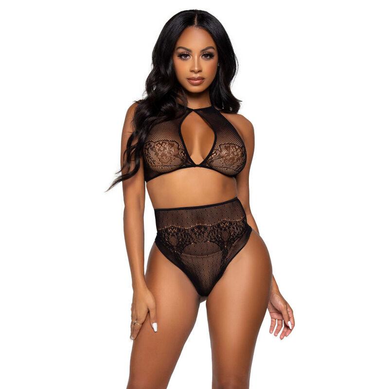 leg avenue set due pezzi leg avenue crop top e perizoma panty taglia unica