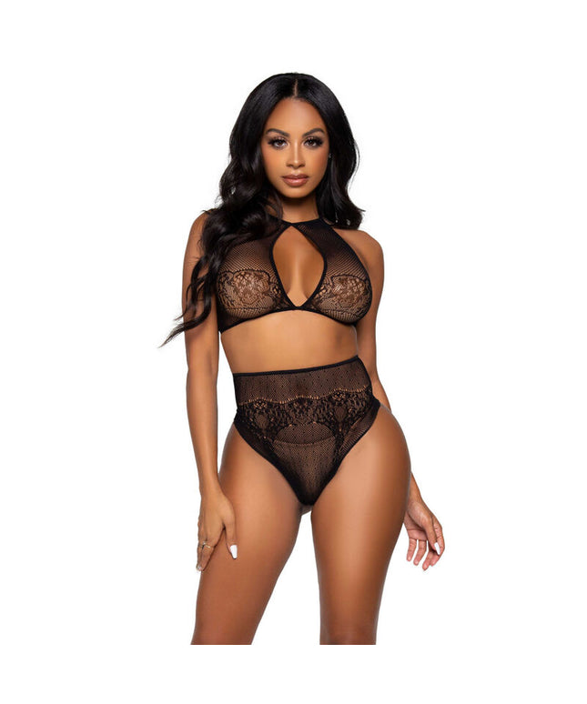 LEG AVENUE - SET DUE PEZZI LEG AVENUE - CROP TOP E PERIZOMA PANTY TAGLIA UNICA