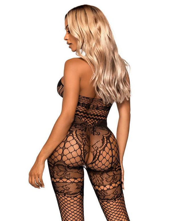 leg avenue bodystocking con cavezza in rete taglia unica nero