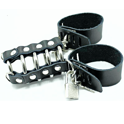 ohmama fetish gabbia per pene con anelli in metallo e cinturini in pelle