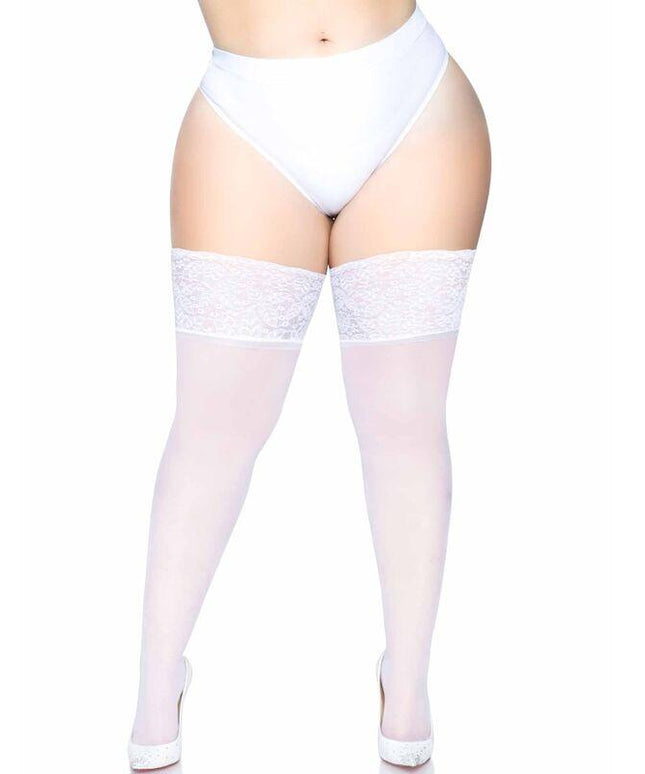 LEG AVENUE - AUTOREGGENTE TAGLIA PLUS BIANCO TRASPARENTE - Only Vibes