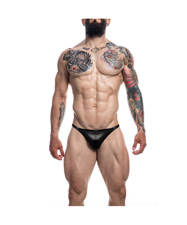 cut4men slip brasiliano in pelle nera s