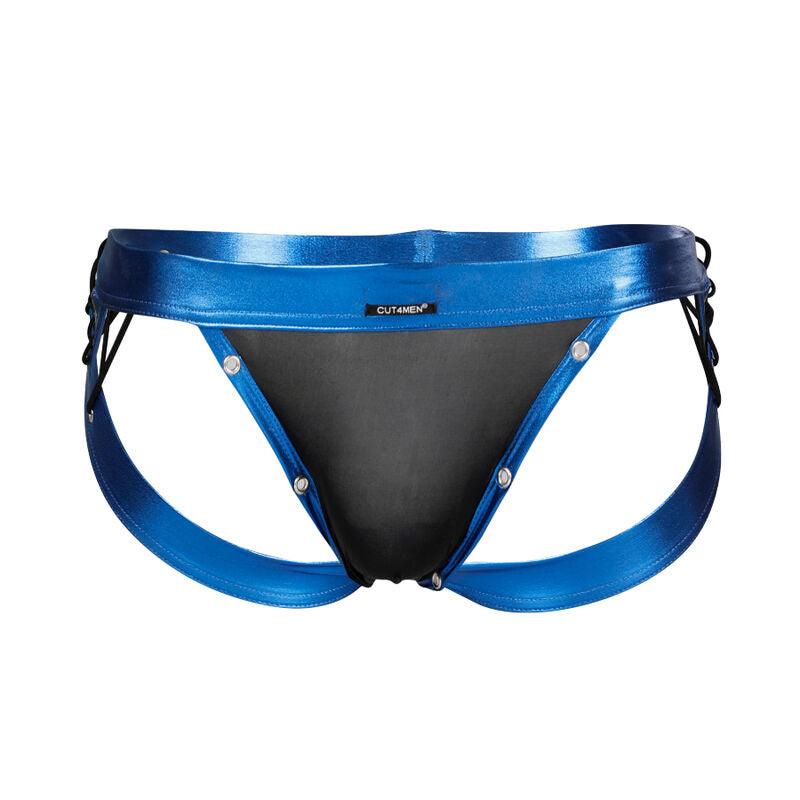 cut4men jockstrap desire in pelle blu l